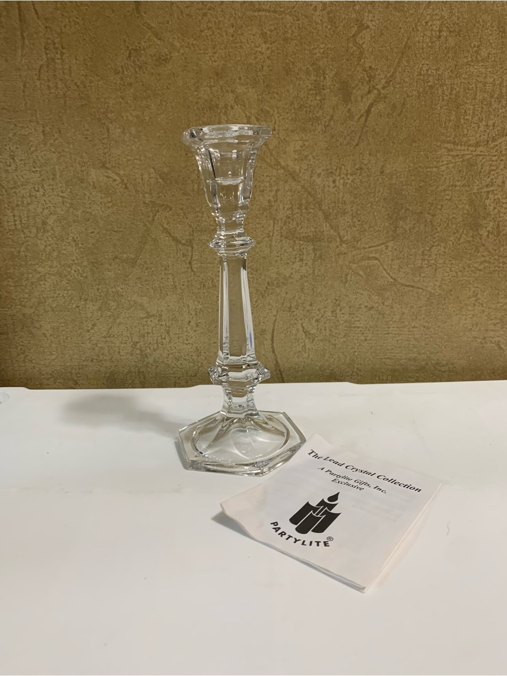 Partylite 8” Venice Taper Lead Crystal Candle Holder 
P7365 NEW in Box